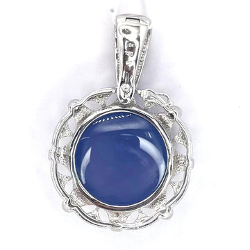 18KWG Agate=23mm, Diamond Pendant w/Cert